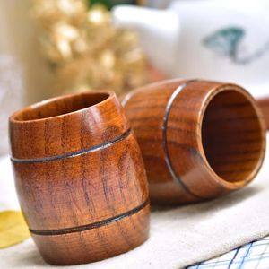 Barrel Shape Beer Tea Coffee Milk Water Cup Wooden Kitchen Bar Pub Drinkware Heat Insulation Water Cup