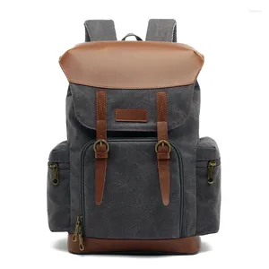 Backpack Vintage Travel Rucksack Canvas Leather For Men Computers Laptop Back Pack Durable School Knapsack Tote College Satchel