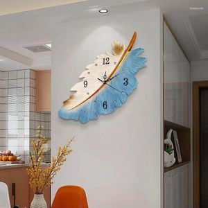 Wall Lamp Creative Feather Lamps LED Clock Light For Living Room Bedroom Bedside Corridor Aisle Indoor Background Lighting Decor