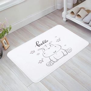 Mattor Kawaii stjärnor Hippo Baby Cute Animal White Kitchen Doormat Bedroom Bath Golvmatta hushåll Dörrmattor Mattor Heminredning