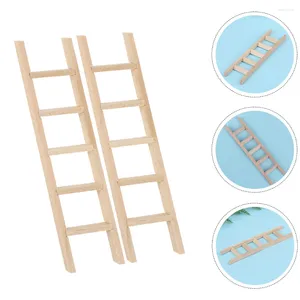 Garden Decorations 2 Pcs House Ladder Sand Tray Miniatures Outside Furniture Pography Props Wooden