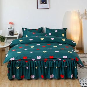 Salia de cama de 4pcsset picada de algodão colaboração de bordados de travesseiros de vestido para kingqueen duplo 15182m tampa de folha 240415