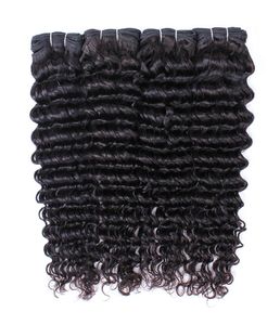 Extensões de cabelo virgem cacheada e virgem da Virgin Brazia 4pcslot onda profunda barato peruano indiano de cabelo humano tecer pacotes3332153