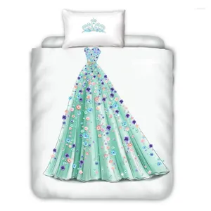 Bettwäsche -Sets Prinzessin Kleid Girls Single Double Set Duvet Cover zwei Größe Kissenbezug