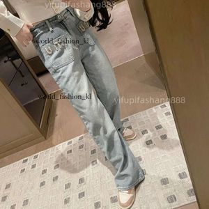 Miui Top Clothing Women's Jeans Jeans Female Womens Bell Bottom denim Pants Midja Fashion Blue Slacks Byxor Design Sweatpants Mui Mui Pants 4798