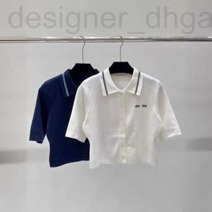 Kadın Örgü Tees Designer Yüksek Çözünürlüklü French Summer Yeni Moda Çok yönlü örgü HARDIGAN İşlemeli Mektup Kontrast Polo Boyun Kısa Üst Kol 7G9R A1MJ