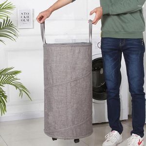 Lavanderia Bolsa Cesta grande com rodas Oxford Ploth Storage Balde dobrável Lavagem de brinquedo Dirty Roupe