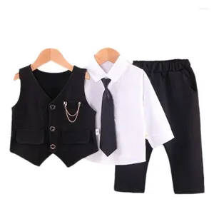 Set di abbigliamento Stubito per bambini primaverili per bambini Suit per bambini pantaloni camicia da camicia 3 pezzi/set di costumi casual in moda per bambini formali