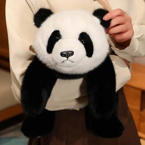 304565cm Simulation kreative weiche Fluffy Panda Bär ausgestopft Tier Süßes Plushie Puppe Lüge anfälliges lustiges Spielzeug für Mädchen Weihnachtsgeschenk 240407