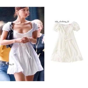 Designer High Quality Luxury Fashion Boho Loveshackfancy Autumn Beige Short Sleeve Ruffles Holiday Ins Bloggers Special Interest Mini Dress Women 870