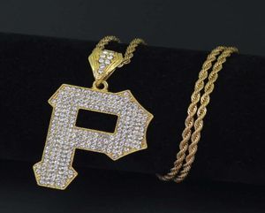 Modebrev P Diamonds Pendant Halsband för män Alloy Capital Luxury Halsband Rostfritt stål Kubanska kedjor Älskar smycken 6173196