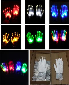 Rękawiczki LED Dekoracje imprezowe kolorowe migające rękawiczki imprezowe zapasy Rainbow świecące rękawiczki fluorescencyjne wydajność tańca rekwizyty xd6077980