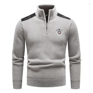 Men's Sweaters Winter Half Zipper Standing Neck Pullover Sweater High Quality Thicker Warm Business Casual Knitwear