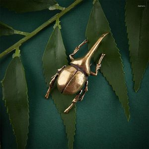 Garden Decorations 1PC Pure Copper Brass Insect Figurine Miniature Bugs Tea Pet Ornament Beetle Statue 5.3cm 2.1cm