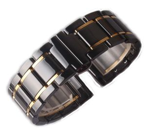 20mm 21mm 22mm 23mm 24mm Ceramic Watchbands STRAP High Quality Watch accessories Black with gold for smart Watch mens women releas1187308
