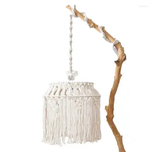 Audio boho appeso paralume in tessuto a mano paralume lampadario macrame lampadario bohémian camera da letto decorativa copertura a sospensione decorativa