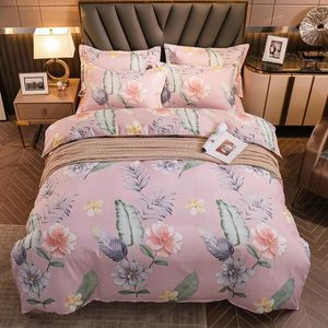 寝具セットセット美しいフラワーガールボーイキッドベッドピュアコットンブラシ3-4pcs大人の子シーツ枕カバーcomforter