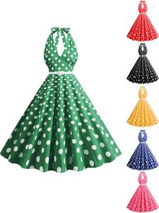 Abiti casual Poisbolo a pois swing Women estate 2024 abito da ballo pinup vintage sexy senza spalline con vestido