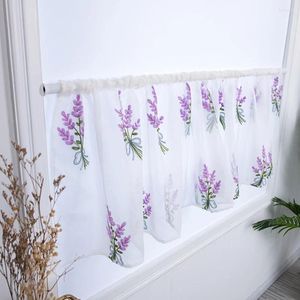 Curtain Flower For Kitchen Red Floral Tulle Bay Window Short Door Partition Cabinet Sheer Drape