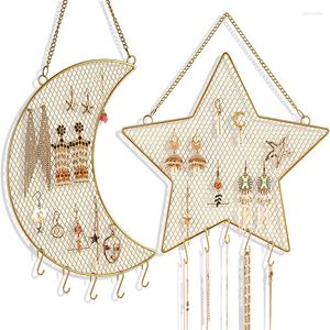 Storage Bags Star Moon Iron Mesh Jewelry Organizer Nordic Hanging Wall Necklace Earrings Display Accessories Rack Home Decor Gifts