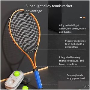 Båtfiskestavar SND Aluminium Tennis Racquet Trainer Single Sliting With Line Rebound Self Gods Children Begits Play Racket Set Drop D DHSFC