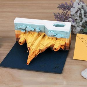 Decorative Figurines Creative 3D Notepad 2024 Paper Sculpture Architectural Model Memo Office Note Art Desktop Decor Ornaments Gifts For