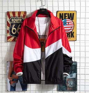 Projektantka męska sportowa kurtka luźna, swobodne cienkie płaszcze z kapturem modne i spersonalizowane kontrastowe kolorowe kurtki kremowe