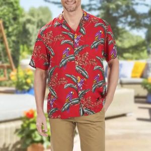 S4XL Мужская рубашка по всему поглощению хлопок гавайский рисунок с коротки