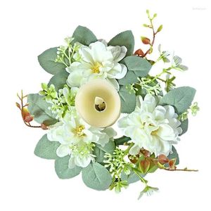 Decorative Flowers Spring Candle Rings Wreaths Wreath Holder Lantern Artificial Flower Centerpieces With Eucalyptus Leaves For Farmhouse