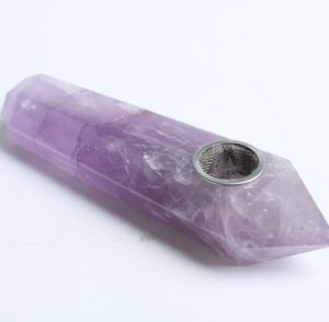 HJT Whole Women Modern Custom Smoking Pipes Natural Amethyst Crystal Quartz Tobacco Pipes Healing Hand Pipes Carb Hole9869938