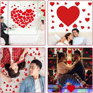 Wall Stickers Valentine's Day Red Heart Sticker DIY Self-adhesive Glass Wedding Party Decoration Festive Wallpapers E4