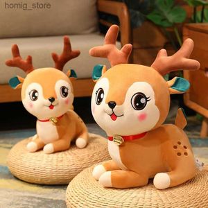 Bonecas de pelúcia kawaii macio sika veado luxuoso brinquedo de desenho animado animal grande olho de olho de alces almofada de travesseiro de travesseiro de natal para bebê menina y240415