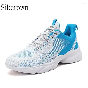 Casual Shoes White Blue Size 46 Running For Men Super Light Sneakers Flying Weave Comfort Sports Outdoor Man Athletic