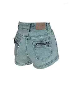 Kvinnors jeans koreanska mode gyaru byxor klubbkläder hög midja bomull denim shorts sexig tvättad blå jean streetwear tidvatten