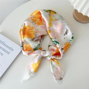 Шарфы 2024 модный шелковый шарф для женщин теплые платки, леди окутывает цветочные оптовые пашмины