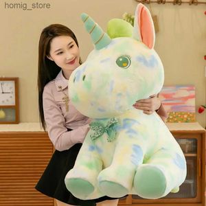 Plush dockor Hot 1pc EmbraceAb Rainbow Plush Toy fylld Animal Colorful Horse Pillow Kids Toys Birthday Christmas Gift for Girl Boy Y240415