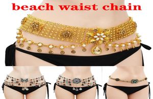2022 Klassische Luxus Frauen039s Sommer Beach Belt Ethnic Belly Dance Taillenkette Quasten Blumenblüten -Schatten -Accessoires Drop705887371702