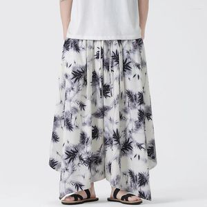 Etniska kläder 2024 japanska kimono män breda ben byxor joggar retro lösa byxor man yukata stil linne stor gren nepal mantel