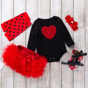 2024 Dia das Mães Baby Set Love Love Manguated Sweetheart Princess Dress Dress de 5 peças Conjunto