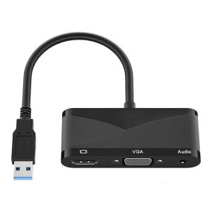 Laptop -Adapter Ladegeräte 3 in 1 -cmpatible zu 4K HD VGA 1080p Converter Dual Display Video -Adapter mit 3,5 mm O für HDTV -PC -Drop -Deliv Otuev