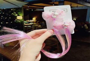 10pairlot Cartoon Hair Bows for Girls Sequin Set Yarn Hair Clips с длинными париками Princess Party Kids Accessories92022557412481