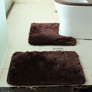 Maty do kąpieli 2 szt./Set podłogę łazienkową Solidny kolor Pluszowe podkładki toaletowe Absorpcja prysznicowa dywaniki w kształcie litery U Dywan prostokątny