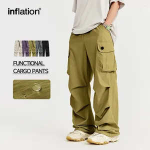 Calças masculinas Inflação Multipockets Cargo Spring Trendy Outdoor Loose Fit Troushers Plus Size