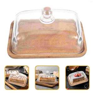Canecas Placas de jantar de tampa de bolo de canecas Acacia Servindo aperitivo Apertizador Capa de madeira Cupcake Glass