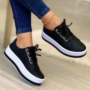 Повседневная обувь Fashion Women Sneakers Sneakers Платформа теннис плюс размер ходьба против Alip Lace Up Женский спорт