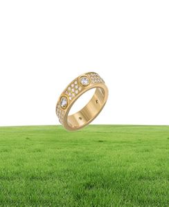 Pierścień biżuterii mody 3 rzędowy pełny diamentowy tytanowa stalowa miłość Pierścień Mężczyźni i kobiety pierścionki dla miłośników Para prezent 3 Kolor Select9938301