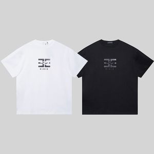 وصول جديد 24SS ربيع الصيف ثقيلة الحرف الفضي للرسالة T Shirt الرجال النساء مصمم Tshirt 0415