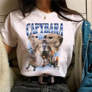 Capybara tee kvinnor grafik t shirt kvinnlig harajuku y2k 2000s kläder 240411