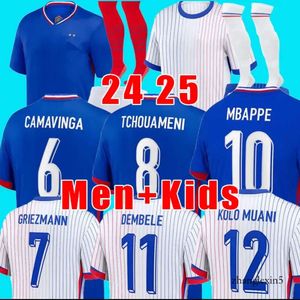 2024 Euro Cup French Home Jersey Mbappe Soccer Jerseys Dembele Coman Saliba Kante Maillot de Foot Equipe Maillots Griezmann Kids Men Women Fans Player Footba 15