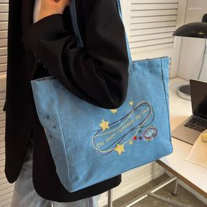 Sacchetti per la stampa graziosa star star da donna in denim tote bag femmine jeans shopper grande eco adorabile borsetta per ragazza